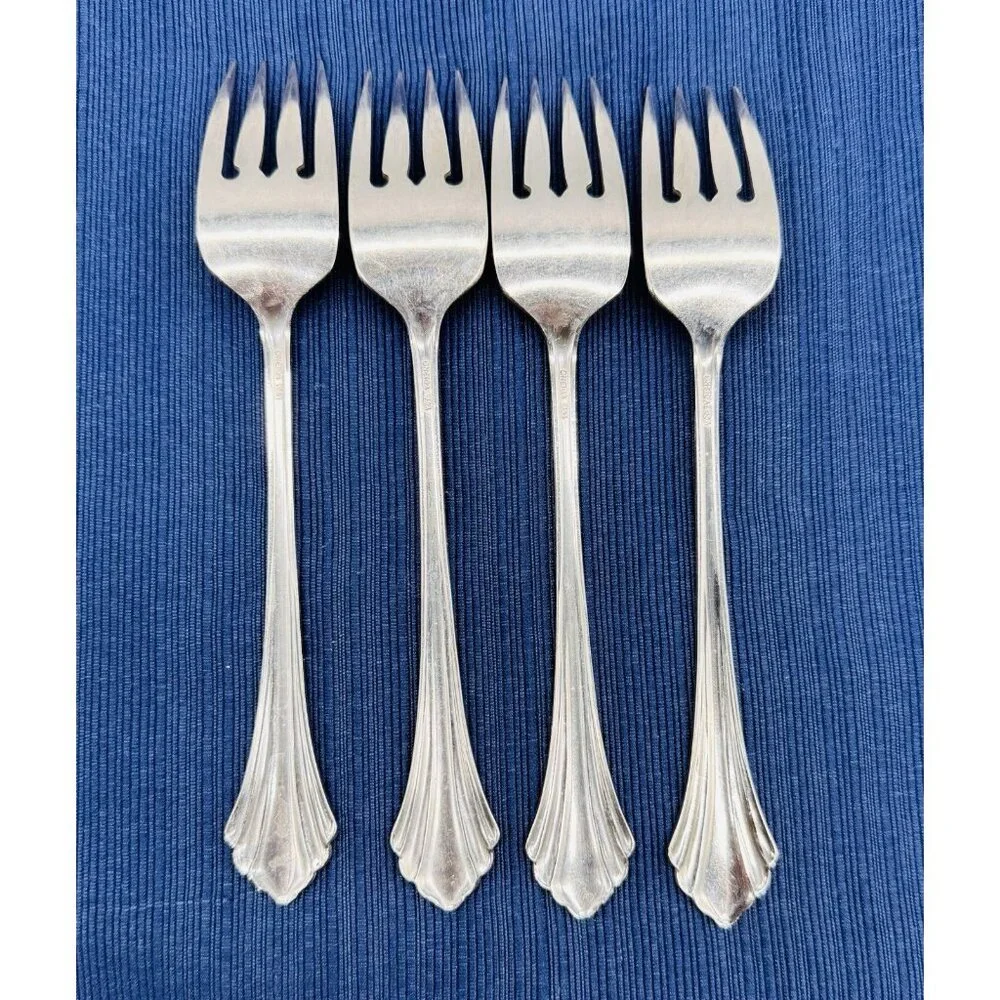 Oneida Bancroft Fortune Salad‎ Fork 6.75 inch Lot of 4 Stainless Flatware USA